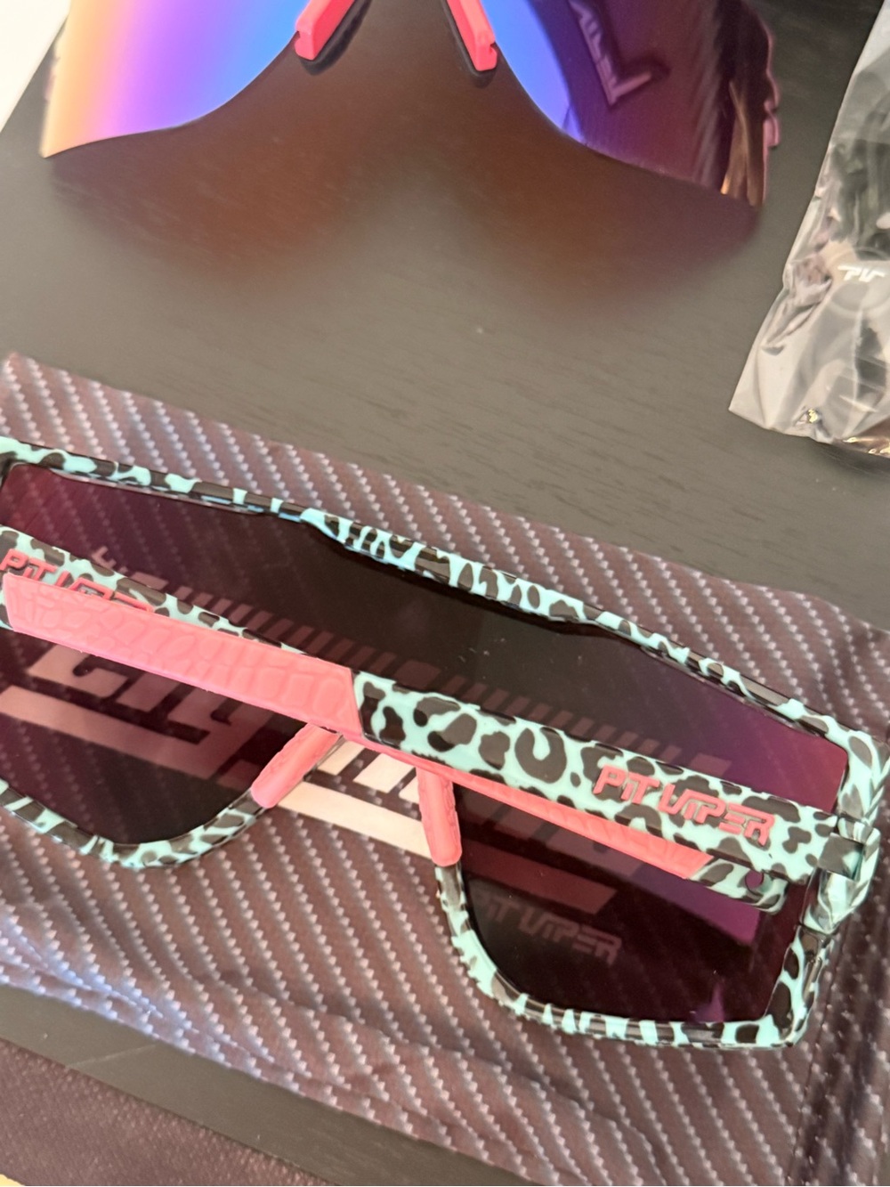 The Try-Hard by Pit Viper Performance Sunglasses Blue Animal Print Unisex Mirror - Picture 7 of 10